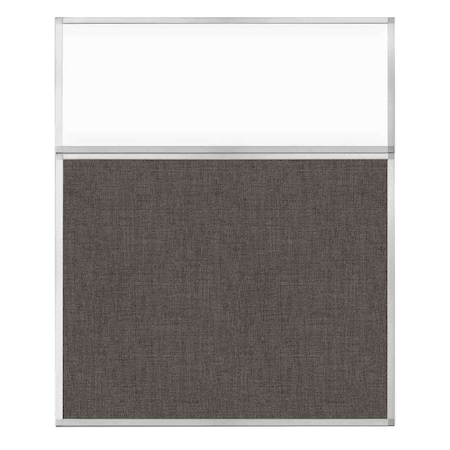 Versare Hush Panel Configurable Cubicle Partition 5' x 6' W/ Window Mocha Fabric Clear Window 1812517-2